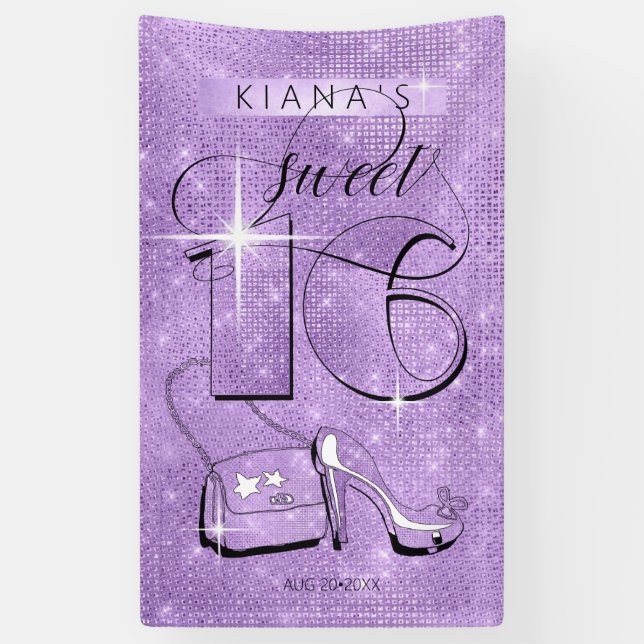 Glitter and Shine Sweet 16 Violet Vert ID675 Banner (Vertical)