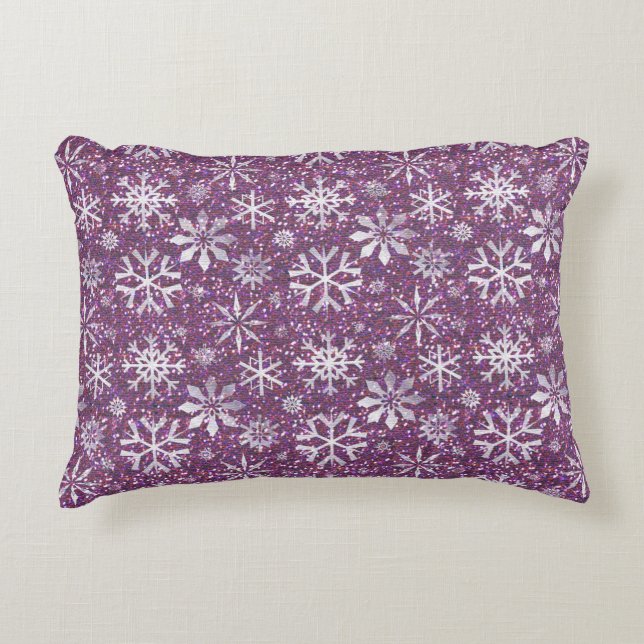 Glitter and Snowflakes Decorative Cushion (Front)