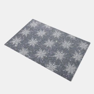 Glitter and snowflakes  doormat