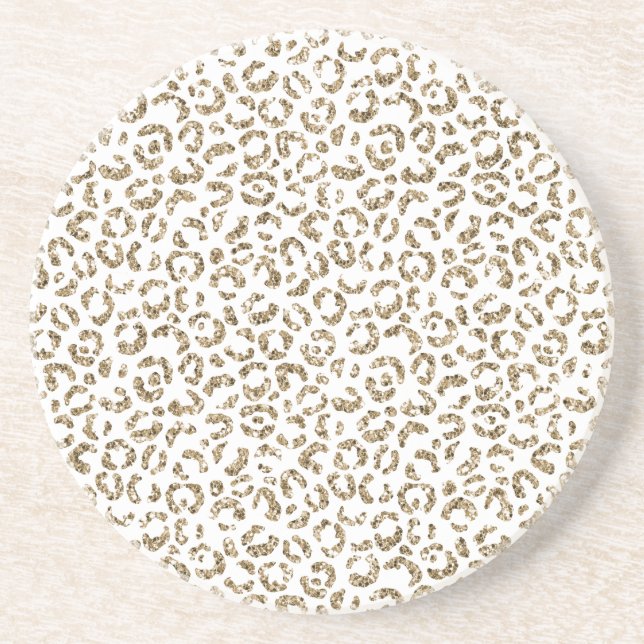Glitter Antique Gold Leopard Print         Coaster (Front)