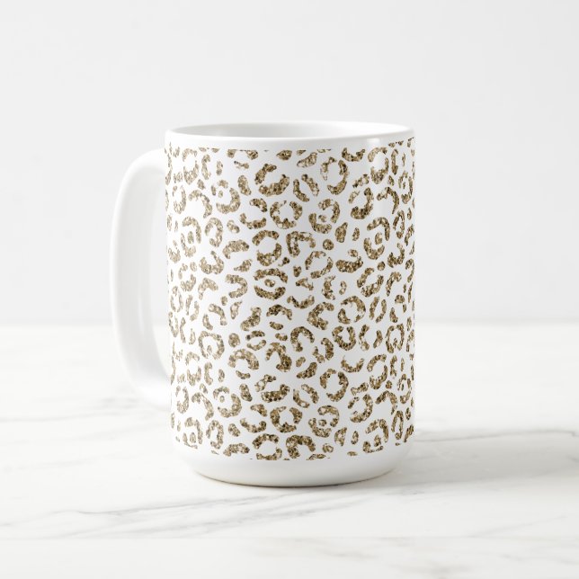 Glitter Antique Gold Leopard Print        Coffee Mug (Front Left)