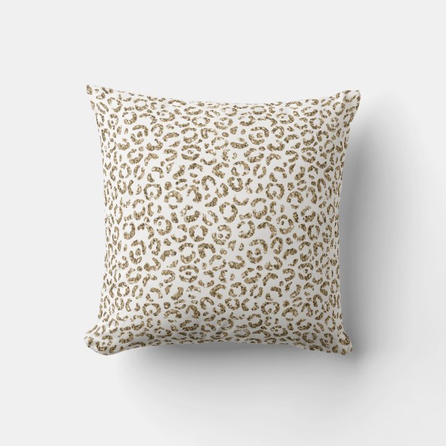Glitter Antique Gold Leopard Print         Cushion (Front)