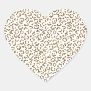 Glitter Antique Gold Leopard Print      Heart Sticker