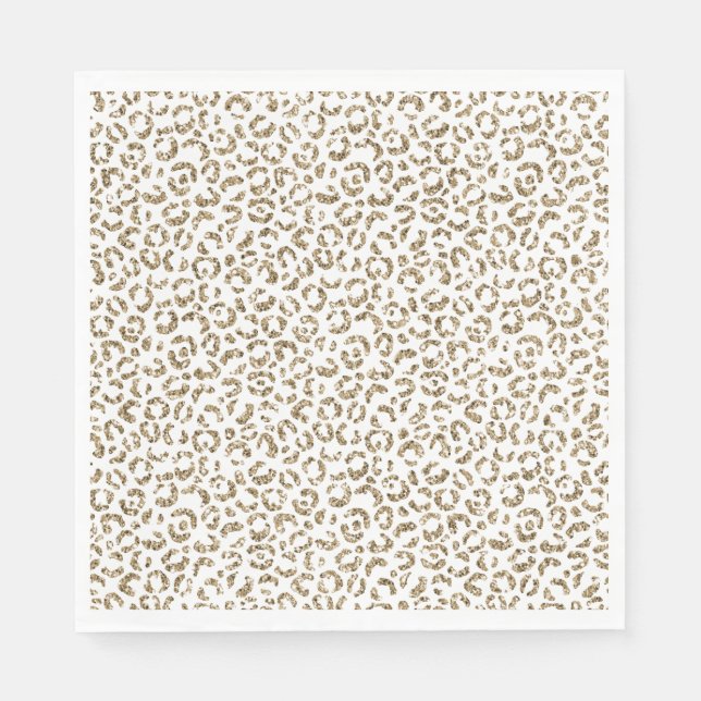 Glitter Antique Gold Leopard Print    Napkin (Front)