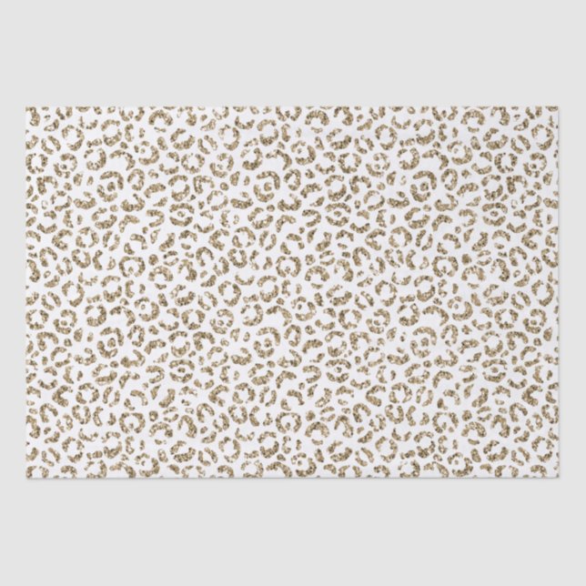 Glitter Antique Gold Leopard Print         Tissue Paper (Front)