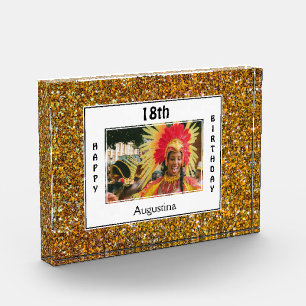 Glitter ANY AGE Happy Birthday Photo Block