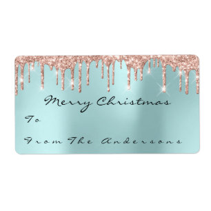 Glitter Aqua Rose Gold Holidays Christmas Season
