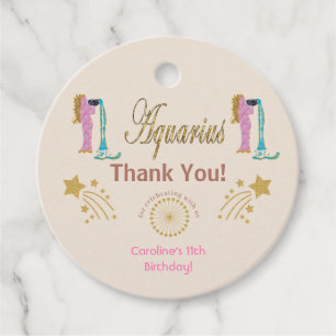 Glitter Aquarius, Gold Shooting Stars Thank You Favour Tags
