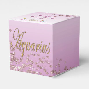 Glitter Aquarius & Rose Gold Glitter Birthday Favour Box