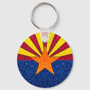 Glitter Arizona flag round keychain