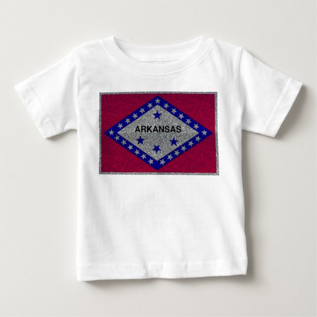 Glitter Arkansas flag baby tshirt (Front)
