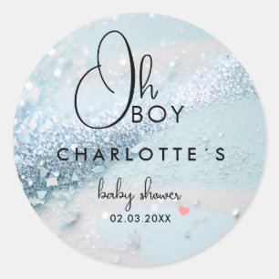 Glitter Baby Shower Classic Round Sticker