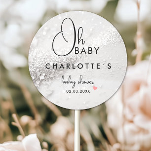 Glitter Baby Shower Classic Round Sticker