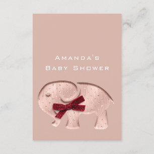 Glitter Baby Shower Rose Modern Elephant Red Invitation