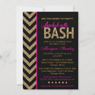 Glitter Bachelorette Bash Party Invitation Pink