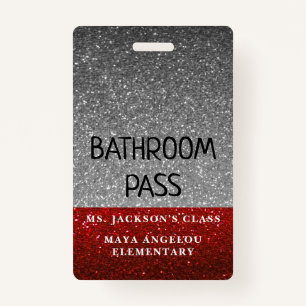 Glitter Back To School Colours Bathroom Hall Pass ID Badge