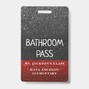 Glitter Back To School Colours Bathroom Hall Pass ID Badge