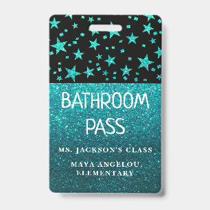 Glitter Back To School Stars Bathroom Hall Pass ID Badge