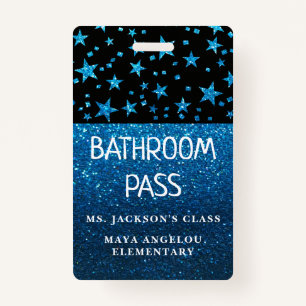 Glitter Back To School Stars Bathroom Hall Pass ID Badge