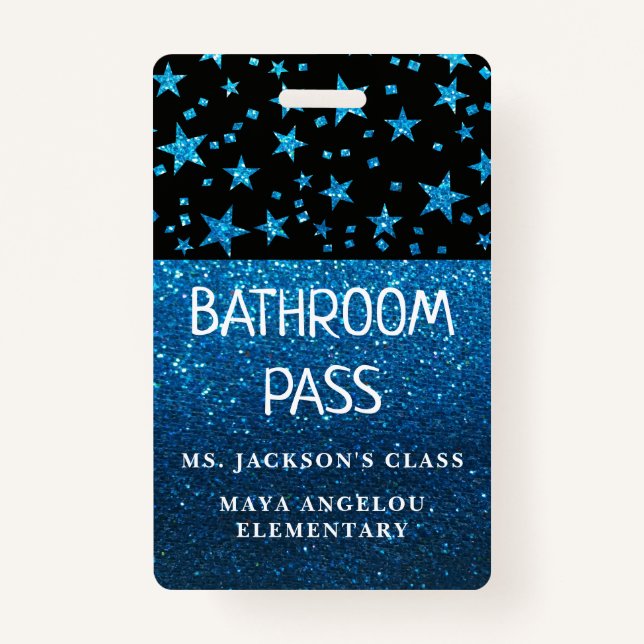 Glitter Back To School Stars Bathroom Hall Pass ID Badge (Back)