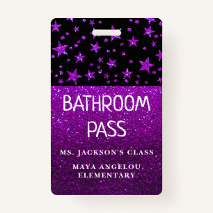 Glitter Back To School Stars Bathroom Hall Pass ID Badge