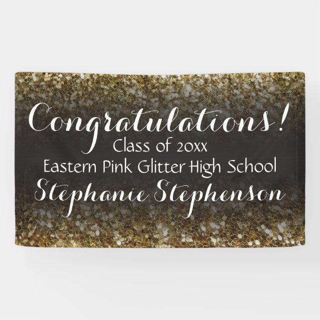 Glitter Background Gold Graduation Party Banner (Horizontal)