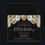Glitter Balloons 100th Birthday Party Invitation<br><div class="desc">Elegant faux silver and gold glitter balloons on the top border. All text is adjustable and easy to change for your own party needs. Great elegant save the date birthday party template design.  any year,  age can be changed</div>