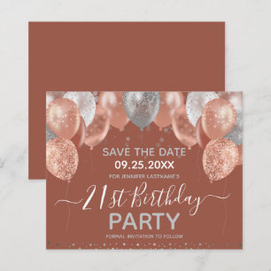 Glitter Balloons 21st Birthday Party Save the Date