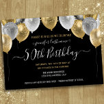 Glitter Balloons 50th Birthday Party Invitation<br><div class="desc">Elegant faux silver and gold glitter balloons on the top border. All text is adjustable and easy to change for your own party needs. Great elegant save the date birthday party template design.  any year,  age can be changed</div>
