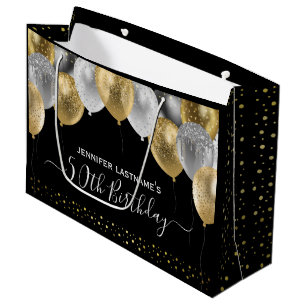 Glitter Balloons 50th Birthday Party Large Gift Bag