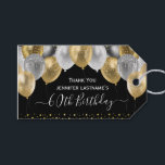 Glitter Balloons 60th Birthday Party Gift Tags<br><div class="desc">Elegant faux silver and gold glitter balloons on the top border. All text is adjustable and easy to change for your own party needs. Great elegant birthday party template design. any year, age can be changed Glitter balloons, fancy, chic, elegant faux glitter personalised 60th birthday Thank you gift tags. gold...</div>