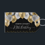 Glitter Balloons 70th Birthday Party Gift Tags<br><div class="desc">Elegant faux silver and gold glitter balloons on the top border. All text is adjustable and easy to change for your own party needs. Great elegant birthday party template design. any year, age can be changed Glitter balloons, fancy, chic, elegant faux glitter personalised 70th birthday Thank you gift tags. gold...</div>