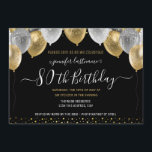 Glitter Balloons 80th Birthday Party Invitation<br><div class="desc">Elegant faux silver and gold glitter balloons on the top border. All text is adjustable and easy to change for your own party needs. Great elegant save the date birthday party template design.  any year,  age can be changed</div>