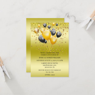 Glitter Balloons Confetti 50th Wedding Anniversary Invitation