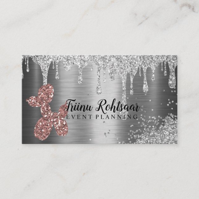 Glitter Balloons Event Plannig Business Card (Front)