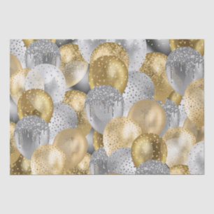 Glitter Balloons Gold and Silver Birthday Tissue Paper