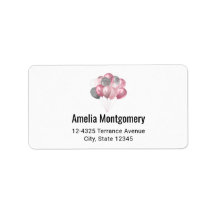 Glitter Balloons Pink and Silver Address