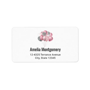 Glitter Balloons Pink and Silver Address Label