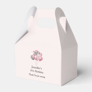 Glitter Balloons Pink and Silver Birthday Favour Box