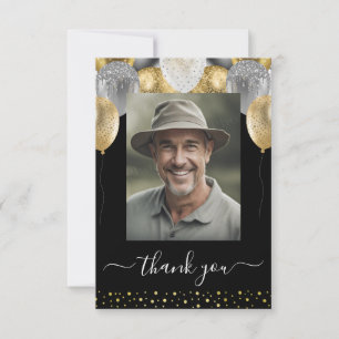 Glitter Balloons Thank You Photo Card
