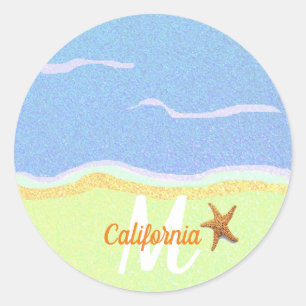 Glitter Beach Classic Round Sticker