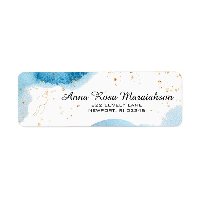 *~*Glitter Beach Nautical Ocean Gold Conch Shell (Front)