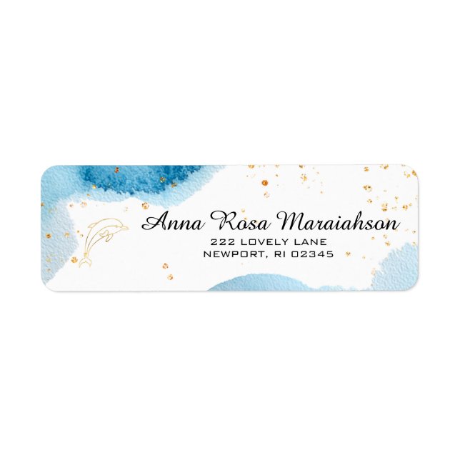 *~*Glitter Beach Nautical Ocean Gold DOLPHIN (Front)