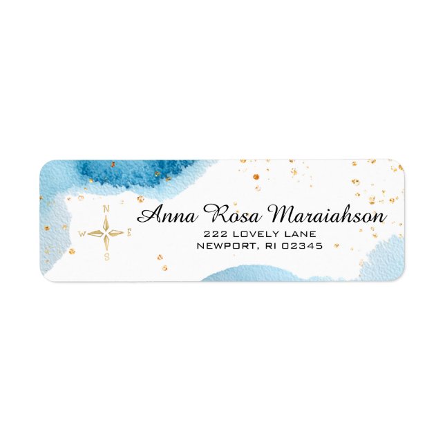 *~*Glitter Beach Ocean Gold NAUTICAL COMPASS (Front)