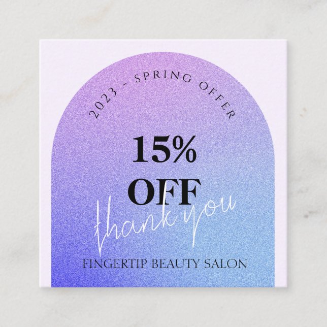 Glitter Beauty Nail Salon Promo Thank You Card (Front)