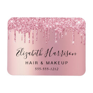 Glitter Beauty Pink Business Card Magnet