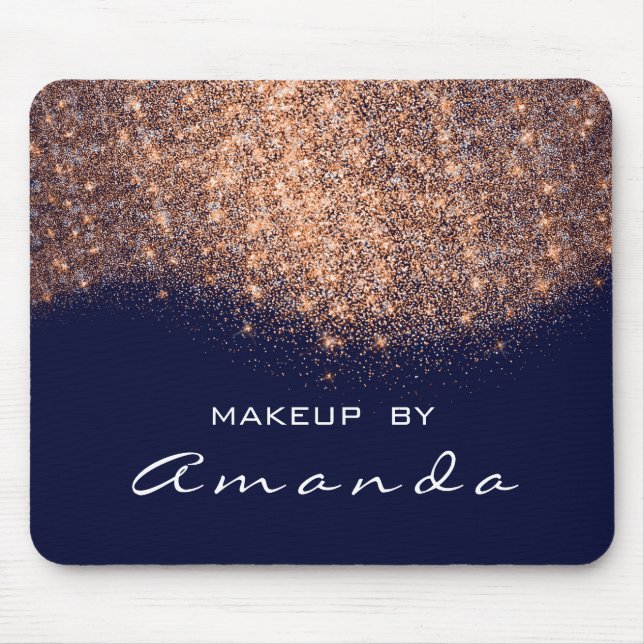 Glitter Beauty Studio Makeup Copper Blue Navy Name Mouse Mat (Front)