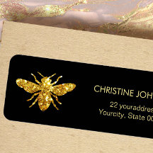 glitter bee logo on black