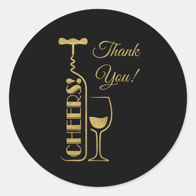 glitter, beer wine, adult party, thank you sticker (Front)