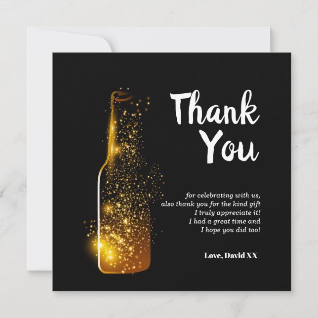 glitter, beer, wine, adult, thank you card (Front)